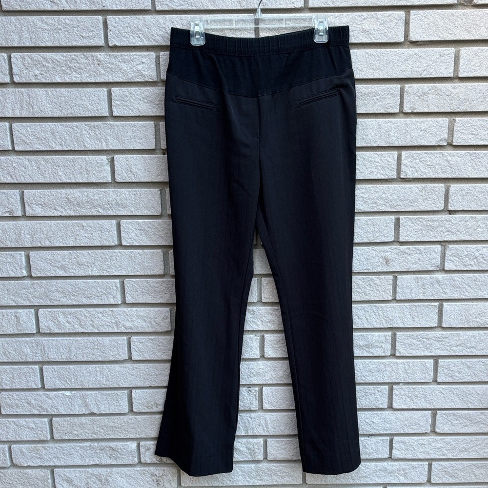 Motherhood Maternity Black Monochrome Stripe Dress Pants Size Medium